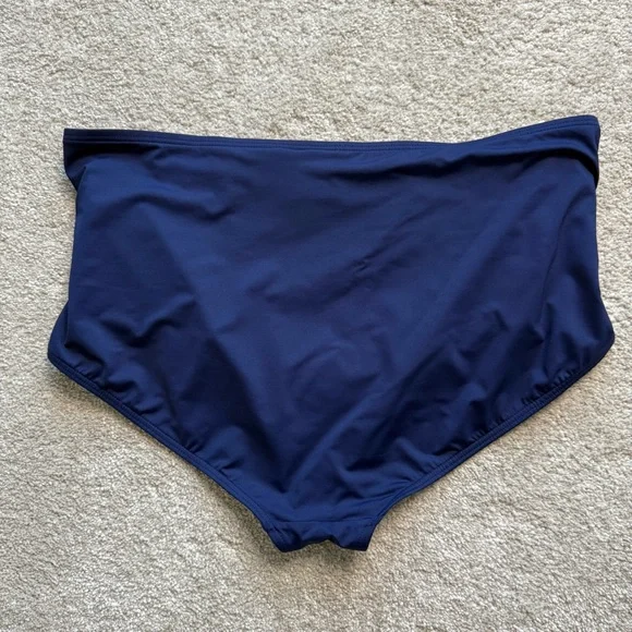 Land’s End Tummy Control High Waisted Retro Bikini Seim Bottoms Deep Sea Navy 3X - Picture 6 of 9